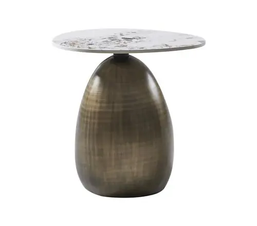 Castello runder Beistelltisch mit Keramik Multicolor Tischplatte Bronze Abverkauf