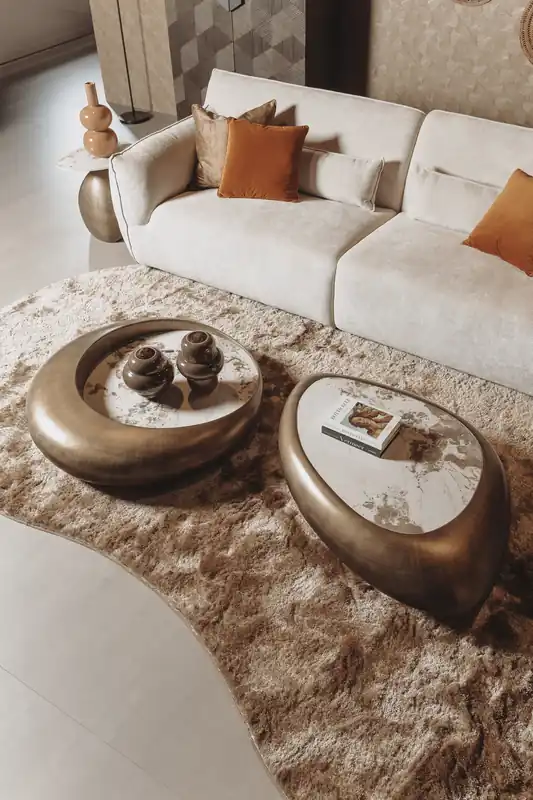 Neue Kollektion Castello Couchtisch mit Keramik Multicolor Tischplatte Bronze 116 cm