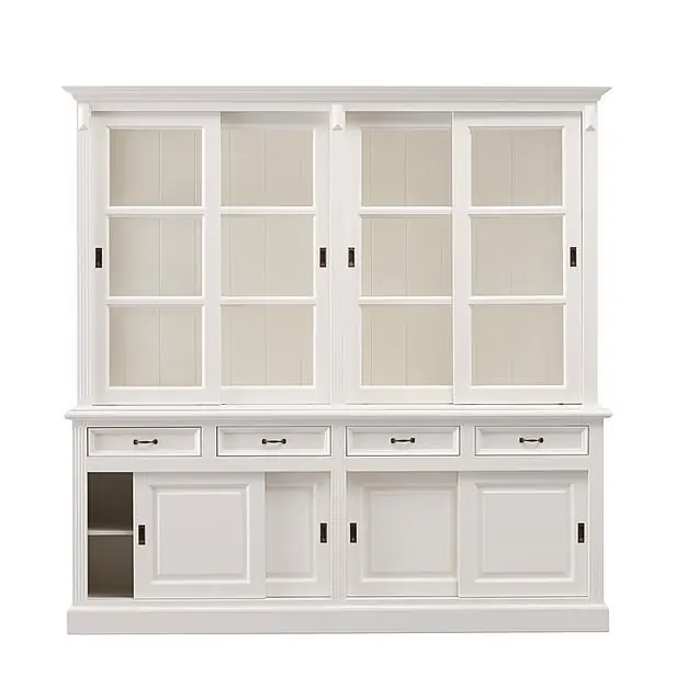 Vitrinen Schrank Vincenza 220 cm weiß - Landhaus Vitrine Billig