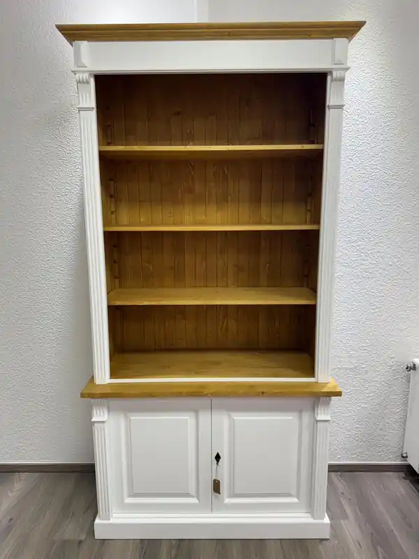 Garantierte Lieferung Bücherregal Landhausstil 120 cm aus Massivholz