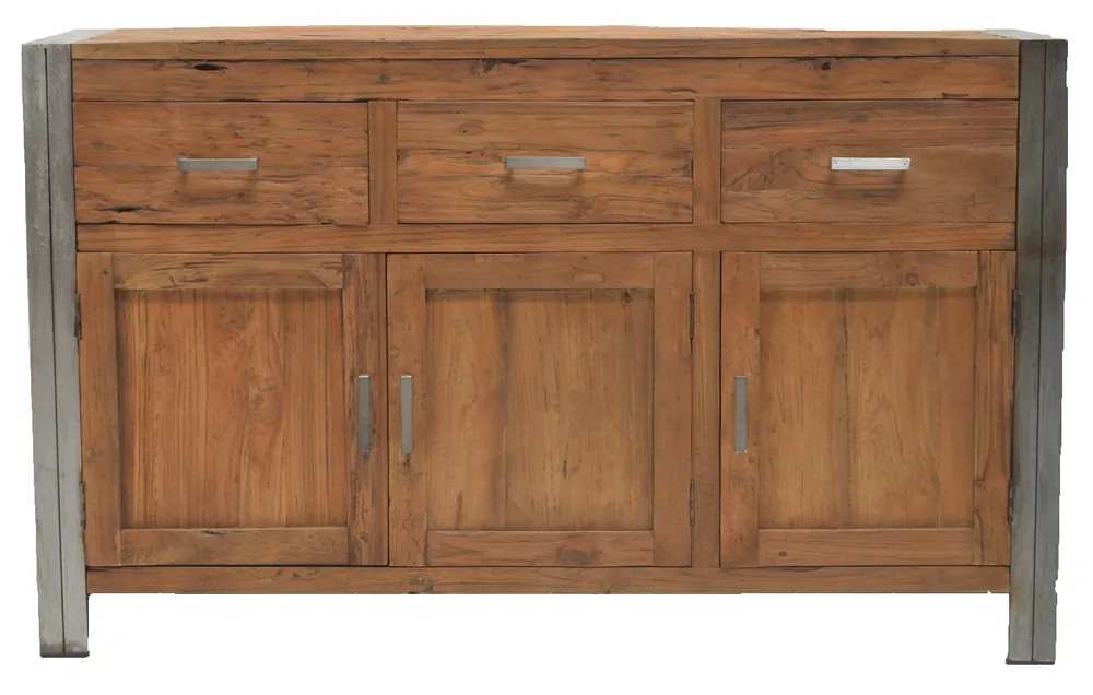 Sideboard Vintage Teak - Massivholz Kommode 3 Schubladen148 cm Mega-Angebot