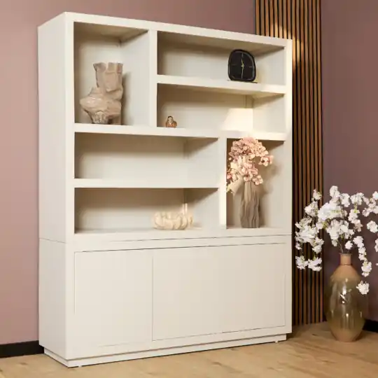 Angebot Bücherregal Aachen aus Mangoholz X – 3 Türen, Sand-Finish