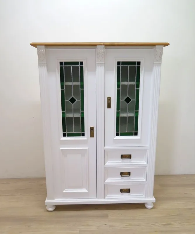 Premium Jugendstil Vertiko aus Weichholz – Weiß, Landhaus-Stil Knallerangebot