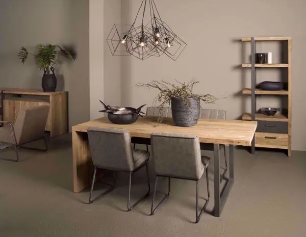 Preiswert Lucca Esstisch aus Teakholz Metall/Holz Gestell