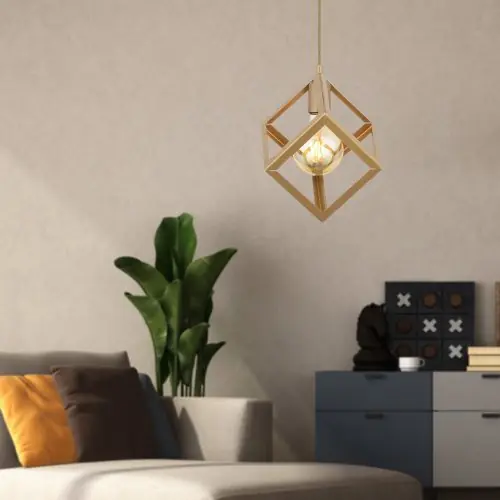 Billig METALL GOLD HÄNGELAMPE 20x80 cm