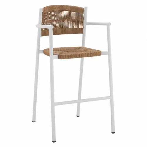 Top-Seller ALUMINIUM HOCKER WEISS MIT BEIGE SEIL