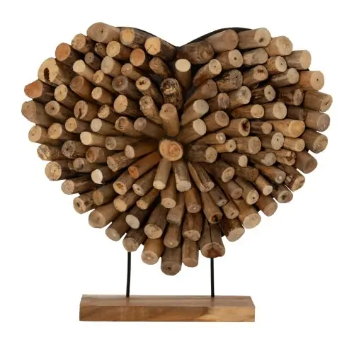 DEKORATIVER TISCH SHINZO HERZFÖRMIGE TEAK-ZWEIGE 57x5x56cm Preiswert