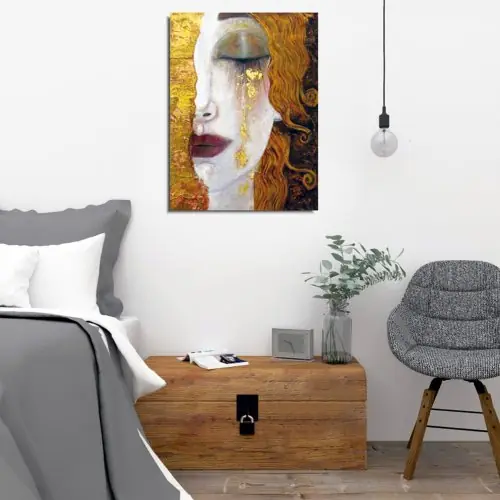Abverkauf Leinwand Gemälde "Goldene Träne" 30X3X40 cm