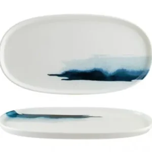 Zertifiziert Ovaler Teller "Bonna Blue Wave" 30cm 6 Set