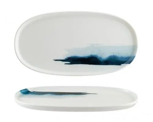 Zertifiziert Ovaler Teller "Bonna Blue Wave" 30cm 6 Set