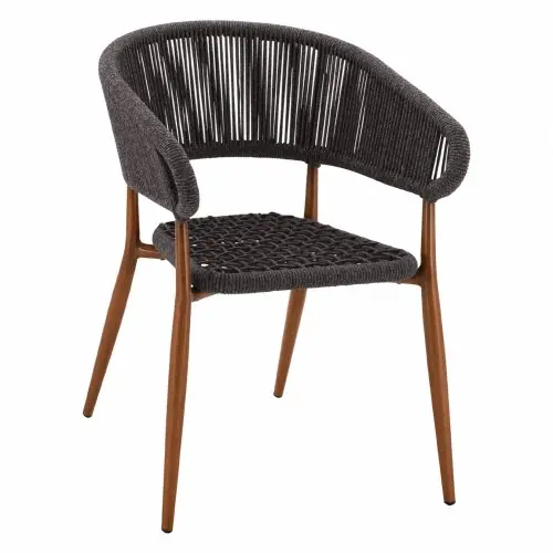 Rabatt Outdoor Aluminium Sessel mit grauem Seil
