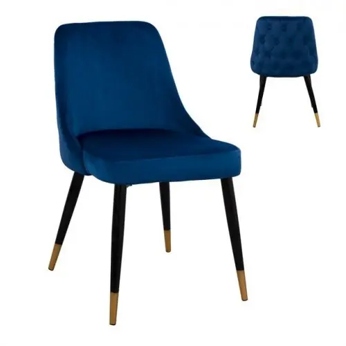 Echt Stuhl Serenity mit Samtstoff in Blau