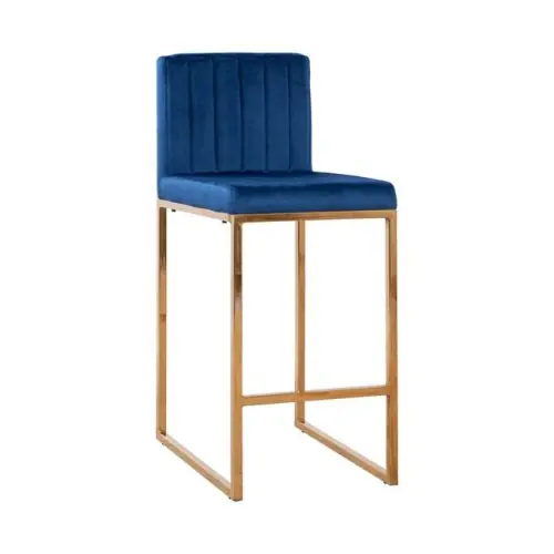 Barhocker PIPER aus Samt in Farbe Blau mit goldenem Metallrahmen Must-Have