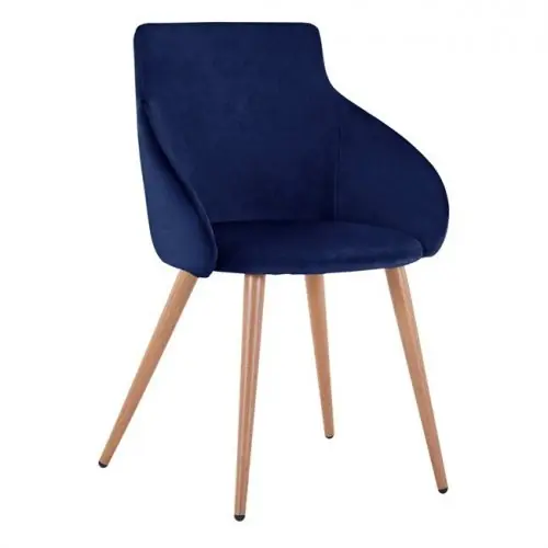 Wochenendangebot Sessel IVY aus Samt in Farbe Blau mit Metallbeinen