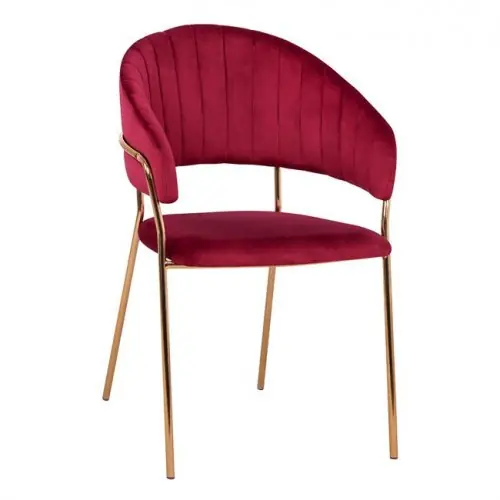 Sessel Theodore mit Samtstoff in Rot und Metallrahmen in Gold Schnäppchen