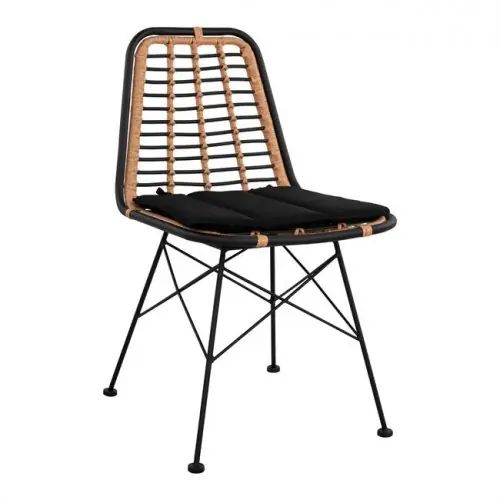 Korbstuhl "Allegra" Wicker wicker Schwarz-Beige 46x59x83cm Geprüft