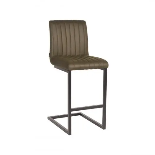 Barhocker Milo 41x53x100 cm Armee Mikrofaser | Schwarzes Metall Geprüft