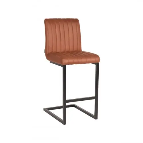 Direktkauf Barhocker Milo 41x53x100 cm Cognac-Mikrofaser | Schwarzes Metall