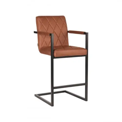 Neu Im Sortiment Barhocker Dänemark 50x62x103 cm Cognac Mikrofaser , Schwarzes Metall