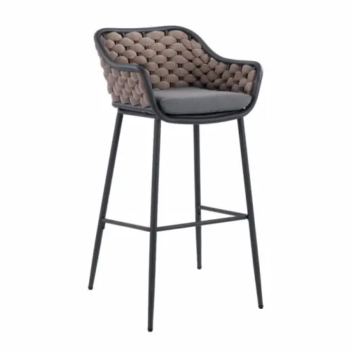Moderner Barhocker mit Rückenlehne aus Metallrahmen für den In-&Outdoor-Bereich Aktuell