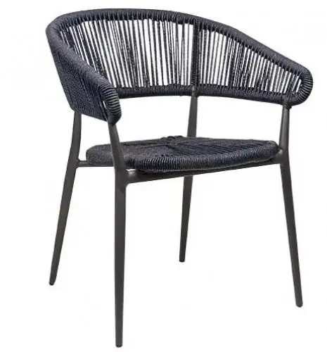 Sonderaktion Outdoor Sessel "Jacco" aus Aluminium und Seilgeflecht in blau 57x77,5x45x60 cm stapelbar