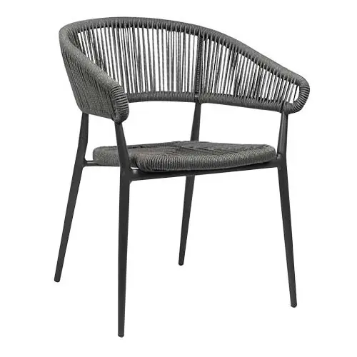 Outdoor Sessel "Jacco" aus Aluminium und Seilgeflecht in grau 57x77,5x45x60 cm stapelbar Neue Ware