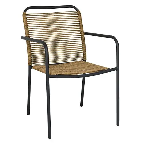 Outdoor Wickersessel "Jiro" aus Seil Wicker in beige natürlich und Anthrazit Aluminiumgestell Letzte Chance