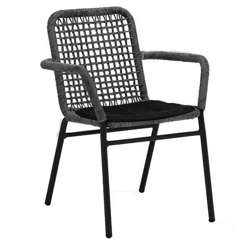 Outdoor Sessel "Atrope" aus Seilgeflecht und Aluminium in grau Mega-Angebot