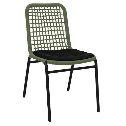 Neuheit Outdoor Stuhl "Trobe" aus Aluminium und Geflecht in olivgrün