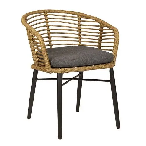 Outdoor Sessel "Rhea" Geflecht aus Aluminiumgestell in schwarz und natürlich beige Neu Im Sortiment