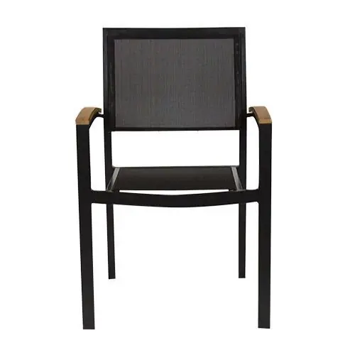 Wochenendangebot Outdoor Sessel "Cenon" aus Aluminium in schwarz 53x85x43x57cm stapelbar