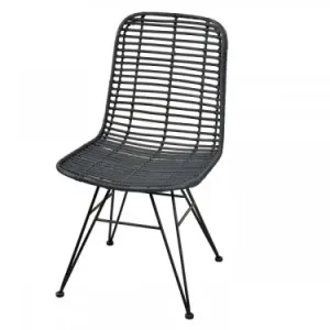 Direkt Vom Hersteller Stuhl aus natürlichem Rattan und Metall in schwarzer Farbe