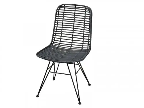 Direkt Vom Hersteller Stuhl aus natürlichem Rattan und Metall in schwarzer Farbe