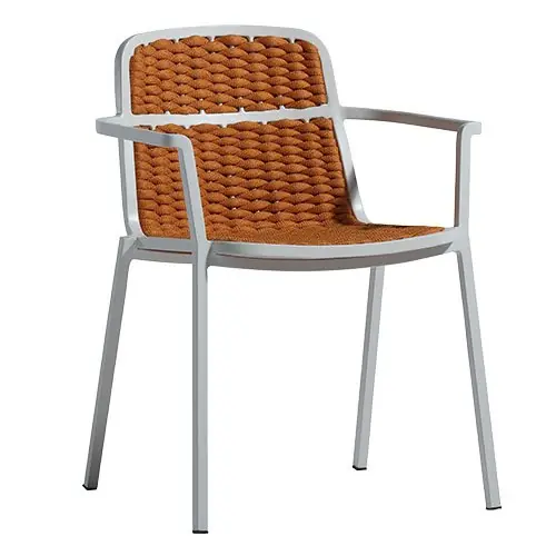 Sessel "Tora" in Oker Seilgeflecht aus Aluminium Bestpreis