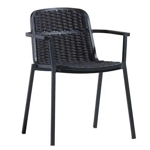 Sessel "Tora" in schwarzem Seilgeflecht aus Aluminium Knallerangebot