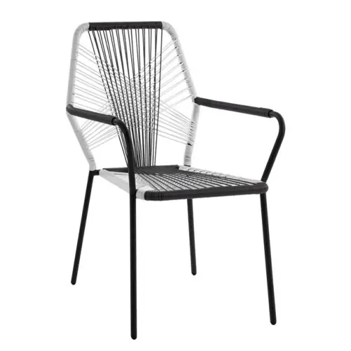 Metallsessel mit Gewebe in Weiß-Grau 59x59x90 cm Sonderangebot