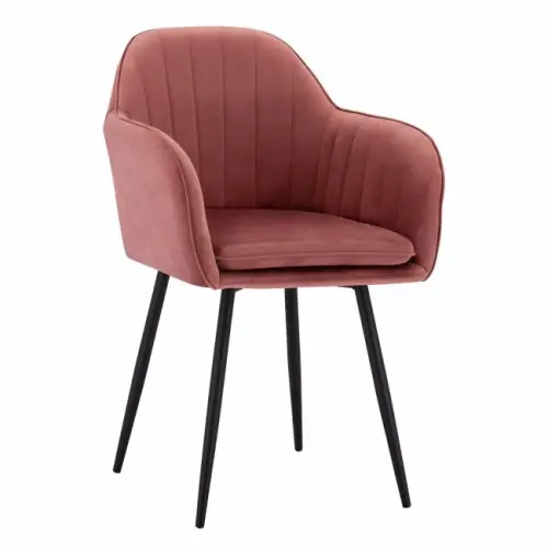 Sessel "Shara" in Samt rosé mit schwarzem Metallgestell 55x60x85 cm Preis Gesenkt
