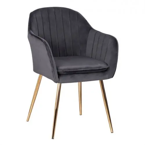 Neu Im Sortiment Sessel "Sawyer" aus grauem Samt mit goldenen Beinen 55x60x83 cm