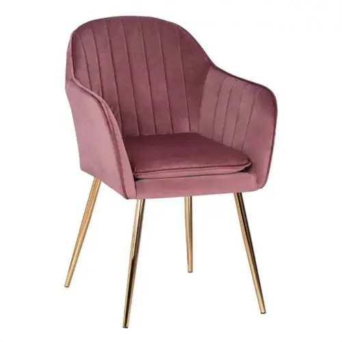 Sofort Bestellen Sessel "Sawyer" aus rosé Samt mit goldenen Beinen 55x60x83 cm