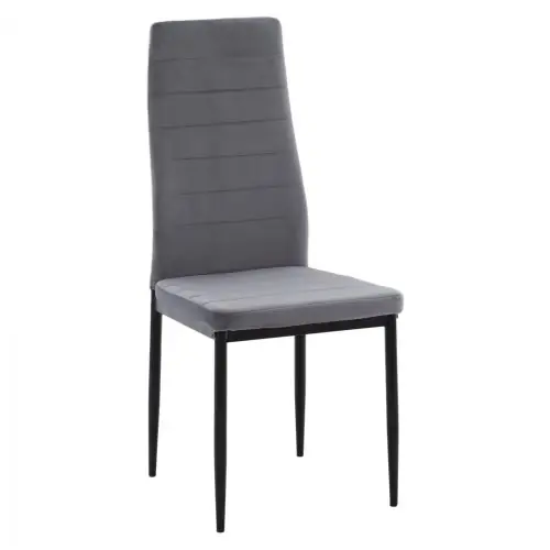 Metallstuhl "Lady" aus grauen Samt mit Metallrahmen Markenware