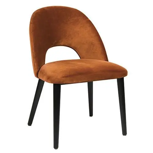Sonderangebot Stuhl "Jyll" aus Samt in Terracotta und Beine aus schwarzer Massiv Buche