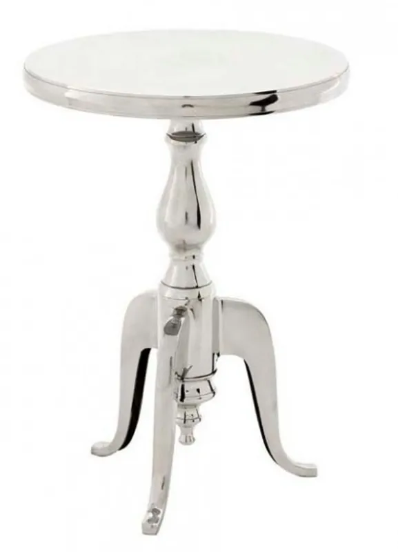 Versand Am Gleichen Tag Casa Padrino Designer Luxus Beistelltisch Silver Höhe: 55 cm, Durchmesser 40 cm - Edelstahl Hocker - Nickel Finish