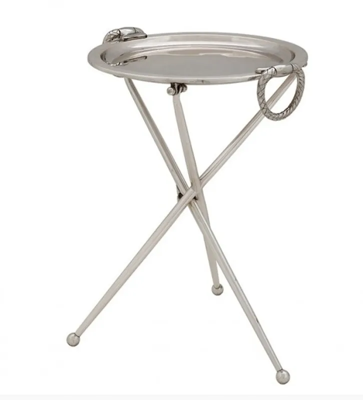 Preiswert Casa Padrino Designer Luxus Beistelltisch Silber Vintage Design Höhe: 43 cm, Durchmesser 33 cm - Edelstahl Tisch - Nickel Finish - Luxus Qualität