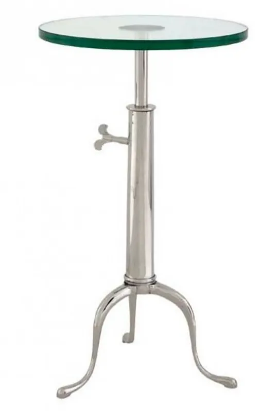 Casa Padrino Designer Luxus Industrial Design Beistelltisch Höhenverstellbar Silber Höhe: 63 - 76 cm, Durchmesser 40 cm - Edelstahl Tisch - Telefontisch Nickel Finish - Luxus Qualität Sonderaktion
