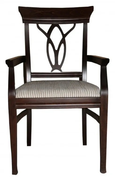 Casa Padrino Biedermeier Esszimmer Stuhl mit Armlehne Beige / Braun - Möbel Restaurant Hotel Gastronomie Bestuhlung Begrenztes Angebot