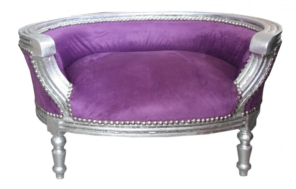 Markenprodukt Barock Hunde & Katzen Sofa Lila /Silber Hundebett & Katzenbett