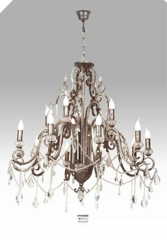 Casa Padrino Luxus Barock Kronleuchter mit echten Glaskristallen Silber Antik-Look, 10 Flammiger Lüster, Durchmesser 90 cm - feinste Qualität Neue Ware