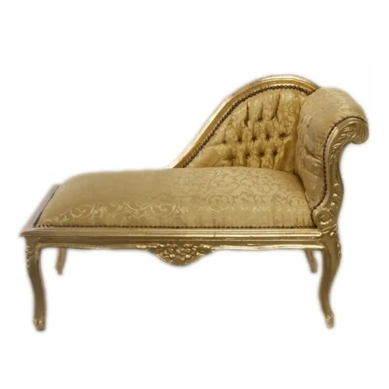 Casa Padrino Barock Kinder Chaiselongue Gold Muster / Gold Mod2 - Tron Barock Möbel Neu