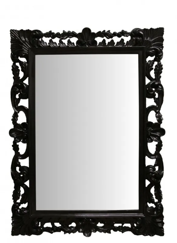 Casa Padrino Barock Wandspiegel Schwarz Klavierlack, Höhe 117 cm, Breite 87 cm - Edel & Prunkvoll Sonderaktion