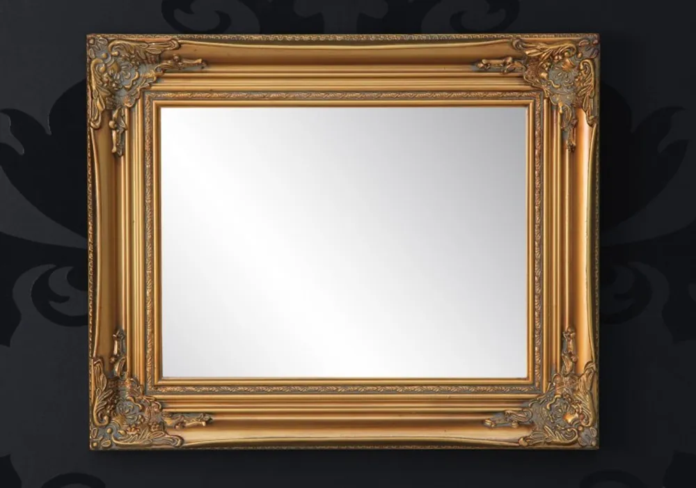 Markenprodukt Handgefertigter Barock Wandspiegel Gold Antik, Höhe 55 cm, Breite 45 cm, Tiefe 4 cm - Edel & Prunkvoll